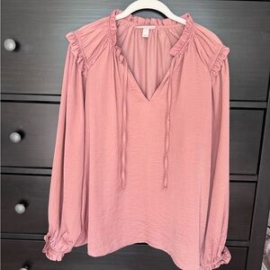 Women's Pink Ruffle Blouse